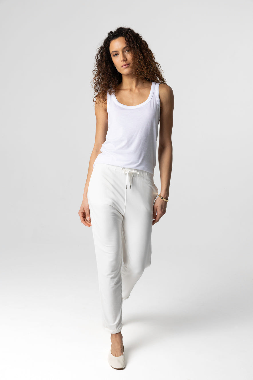 Cream Viscose / Elastane Pants WOMEN | Majestic Filatures