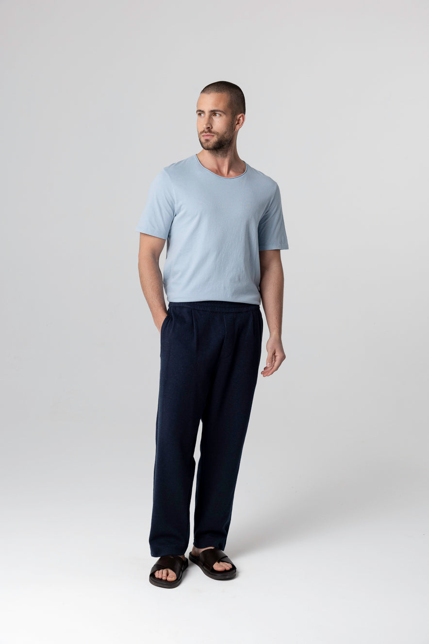 Navy Pants in Cotton / Linen / Organic Cotton MEN | Majestic