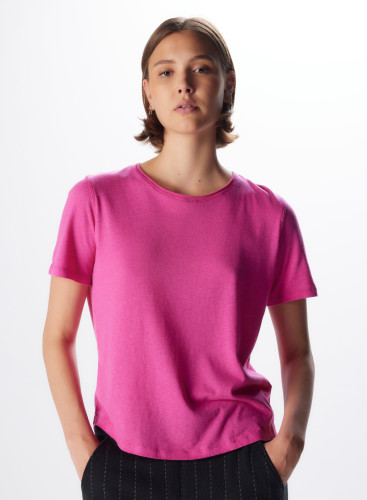 Cotton / Cashmere Short Sleeve Round Neck T-Shirt