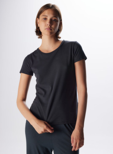 T-Shirt mit rundem Kragen und kurzen Ärmeln aus organischer Baumwolle