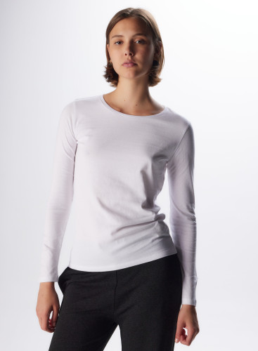 Rundhalsausschnitt T-Shirt mit langen Ärmeln aus Baumwolle