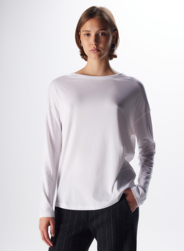 Lyocell / Baumwolle T-Shirt mit langem Arm und Kragen