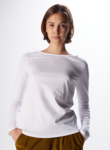 Long Sleeve Cotton Boatneck T-Shirt