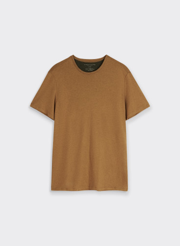 Doppelseitiges T-Shirt mit kurzen Ärmeln aus Baumwolle / Kaschmir