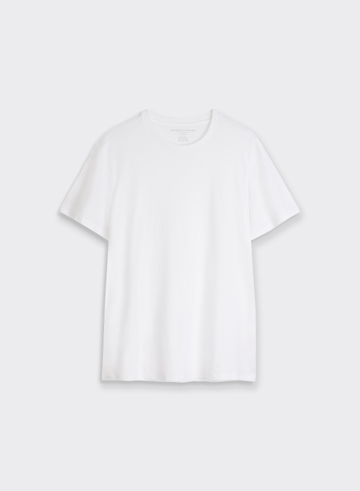 T-shirt blanc en Lyocell /Coton Oragnic HOMME|Majestic Filatures