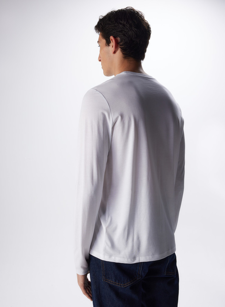 Camiseta cuello redondo de manga larga de Lyocell / Algodón Orgánico