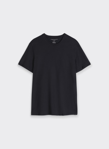 Rundhalsausschnitt T-Shirt mit kurzen Ärmeln aus Baumwolle / Kaschmir