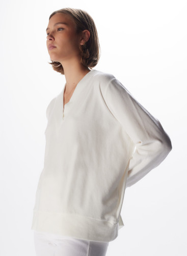 Cotton / Modal V-neck Velvet Sweatshirt