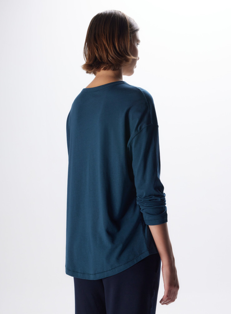 Lyocell / Baumwolle T-Shirt mit langem Kragen