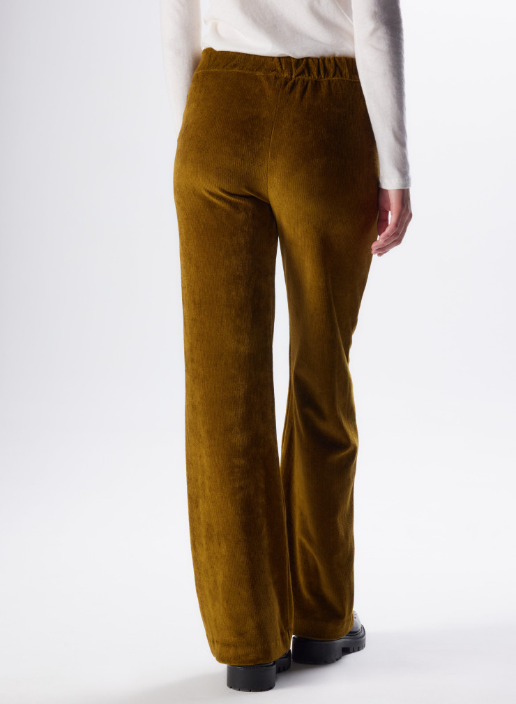 Pantalon velours côtelé droit en Coton / Modal