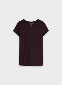 T-Shirt mit Rundhalsausschnitt und kurzen Ärmeln aus Viskose / Elastan