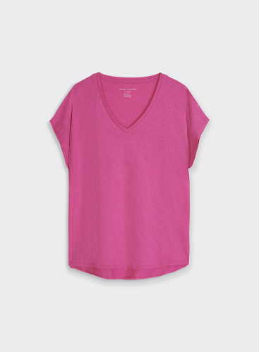 Cotton / Cashmere V-neck Short sleeve T-shirt