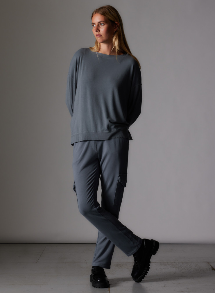Sweatshirt mit Viskose / Elastan Fleece-Ausschnitt