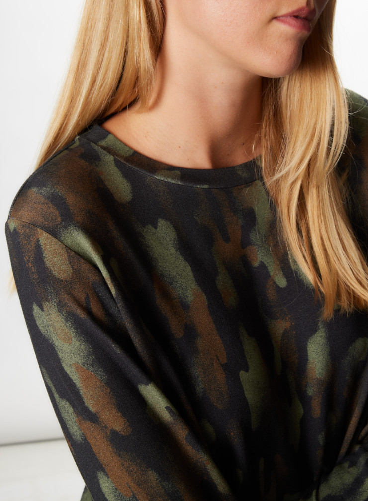 Sweat Col Rond camouflage en Viscose / Elasthanne