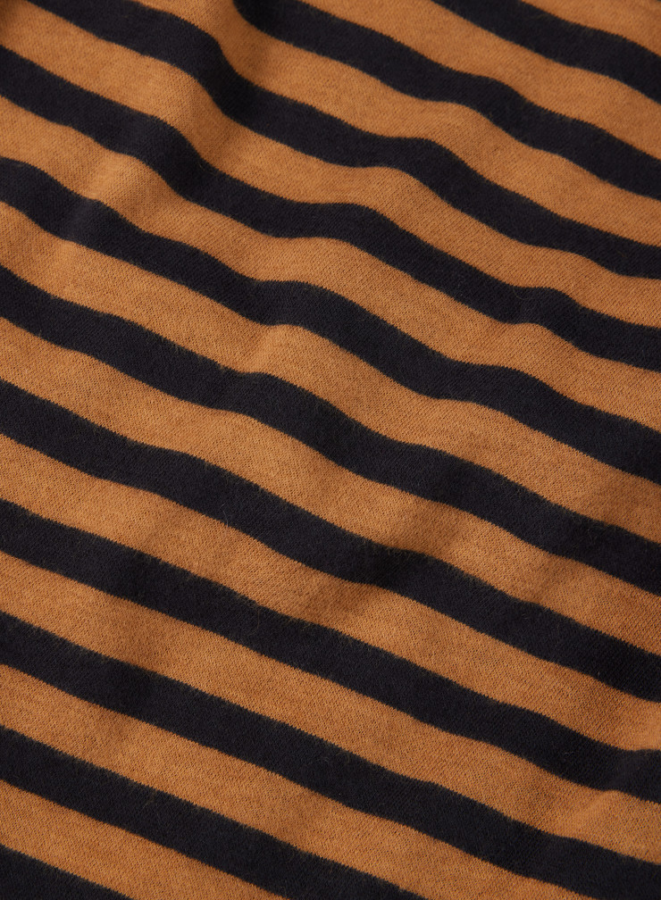 Gestreiftes T-Shirt mit Bootsausschnitt und langen Ärmeln aus Baumwolle / Kaschmir