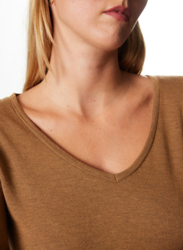 Cotton / Cashmere double-sided V-neck T-shirt