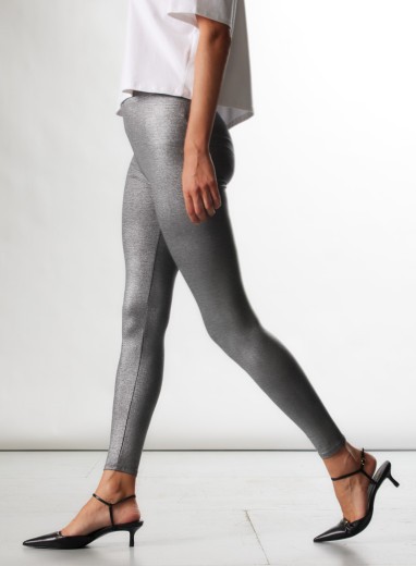 Grey Metallic Viscose / Elastane Legging WOMEN