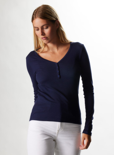Modal / Cotton / Silk fine ribbed Long Sleeve T-shirt