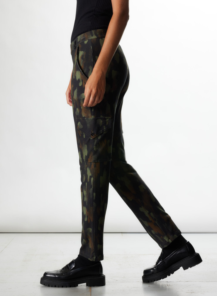 Pantalon cargo camouflage en Viscose FEMME|Majestic Filatures