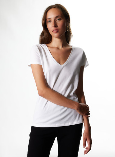 Julia T-shirt V-Ausschnitt  kurze Ärmel aus Deluxe-Baumwolle