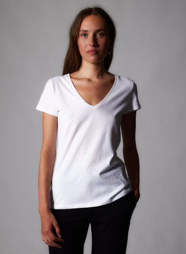 T-shirt Julia col V manches courtes en Deluxe Coton