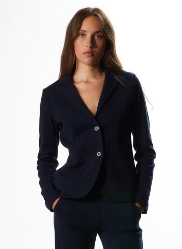 Marineblaue Jacke aus Merino Wolle / Baumwolle