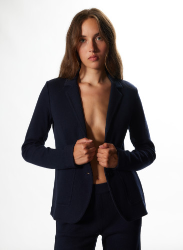 Navy blue Merino Wool / Cotton Jacket