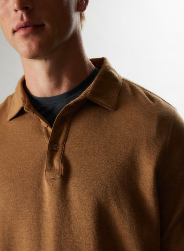 Doppelseitiges Langarm-Poloshirt aus Baumwolle / Kaschmir