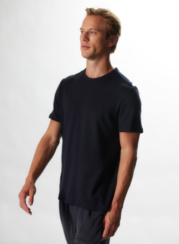 Doppelseitiges T-Shirt mit kurzen Ärmeln aus Baumwolle / Kaschmir