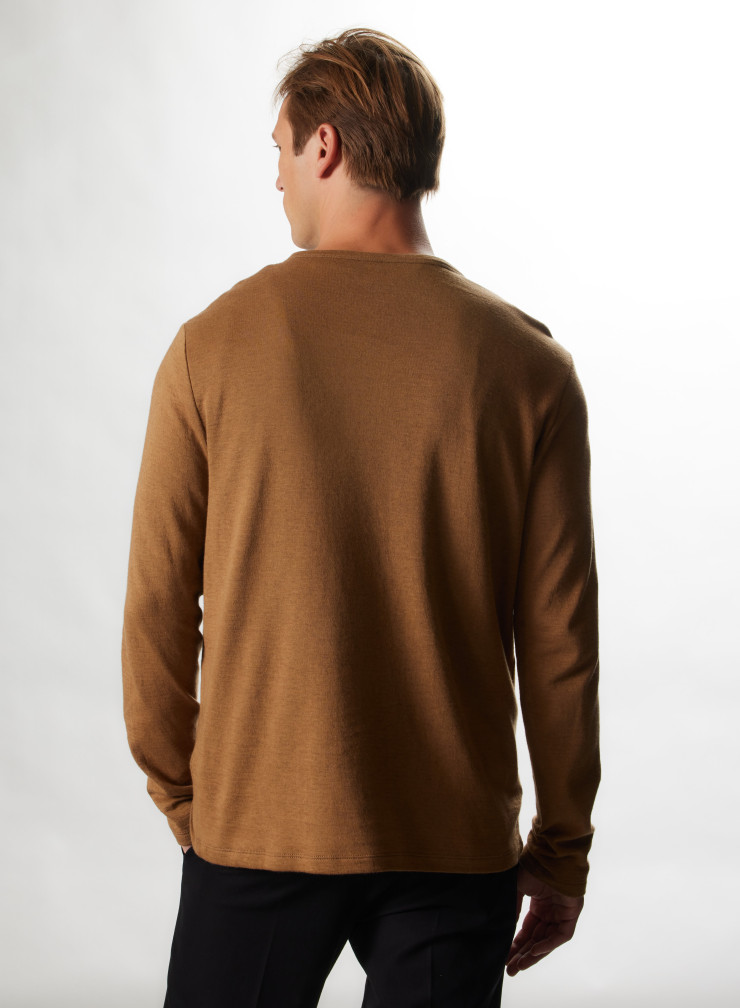 Doppelseitiges T-Shirt mit langen Ärmeln aus Baumwolle / Kaschmir