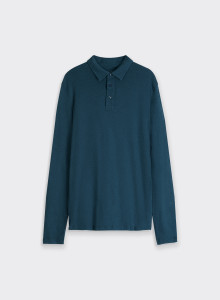 Polo-Shirt mit langen Ärmeln aus Baumwolle / Kaschmir
