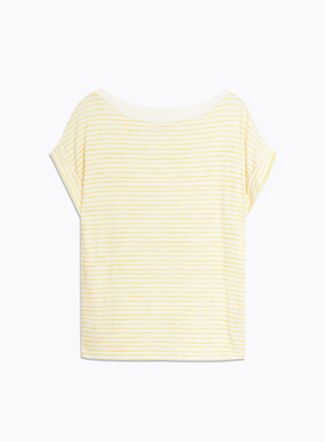 Boatneck Short Sleeve T-shirt Viscose / Linen / Elastane