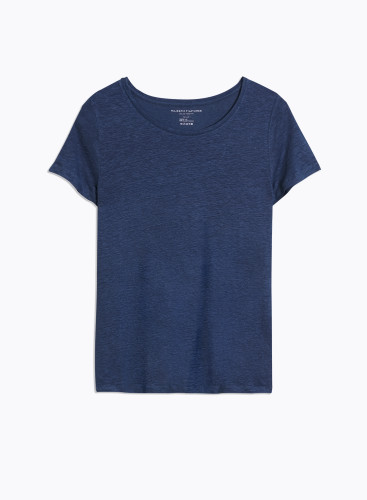Round Neck Short Sleeve T-shirt Linen / Elastane