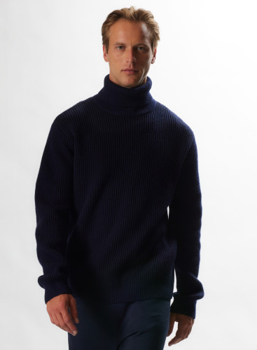 Wool / Cashmere Ribbed Turtleneck Pull