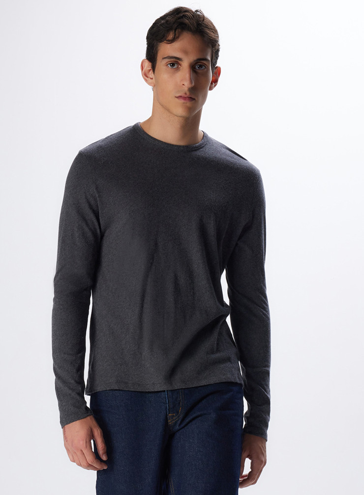 Cotton / Cashmere long Sleeve round neck t-shirt