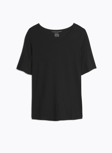Rundhalsausschnitt T-Shirt mit Ellbogenärmeln aus Viskose / Elastan