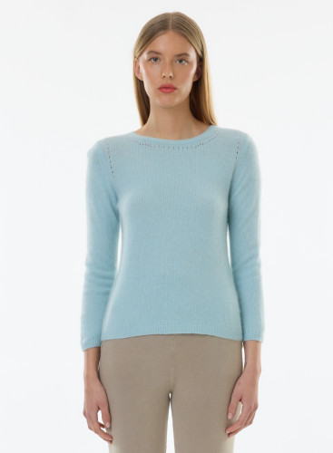 Boat neck 3/4 sleeves sweater in Raccoon wool
