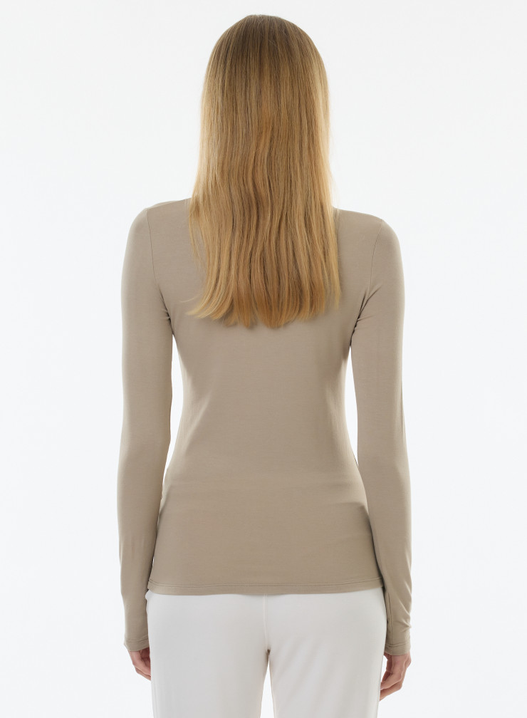 Viscose / Elastane Long Sleeve Round Neck T-shirt