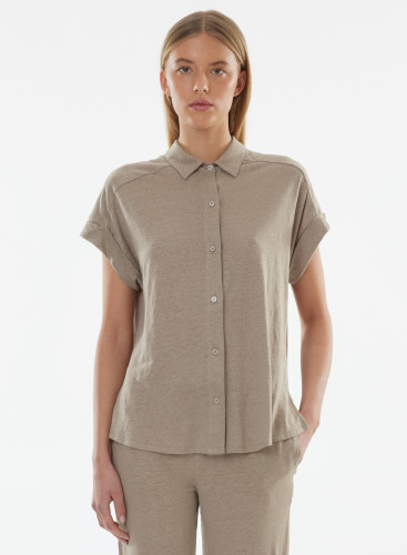 Short sleeves shirt in Linen / Elastane