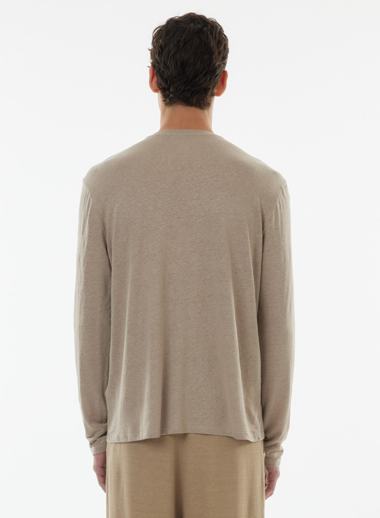 Camiseta de manga larga con cuello redondo de Lino / Elastano
