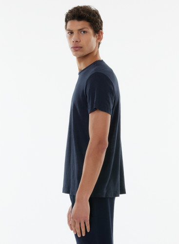 Camiseta cuello redondo de manga corta de Lino/Elastano