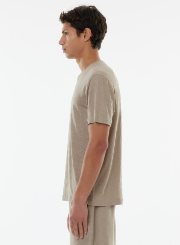 Camiseta manga corta cuello en V Lino / Elastano