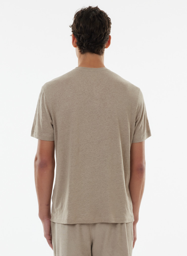 Camiseta manga corta cuello en V Lino / Elastano