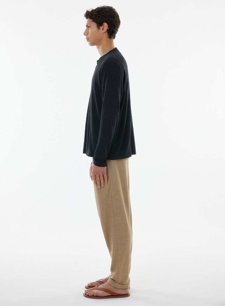 Camisa tunecina de manga larga de Lino / Elastano