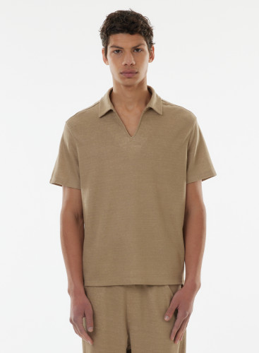 Short sleeves polo in Linen / Organic Cotton