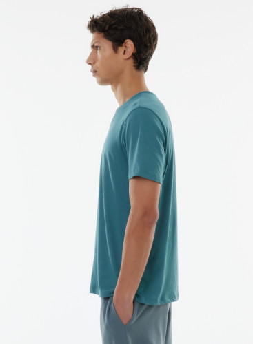 T-Shirt mit V-Ausschnitt und kurzen Ärmeln aus organischer Baumwolle