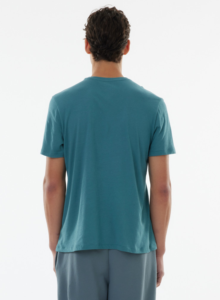 Camiseta de manga corta con cuello en V de Algodón orgánico
