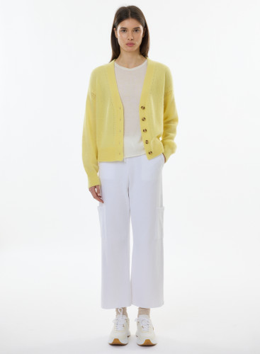 V-neck long sleeves cqrdigan in Wool / Silk / Cashmere