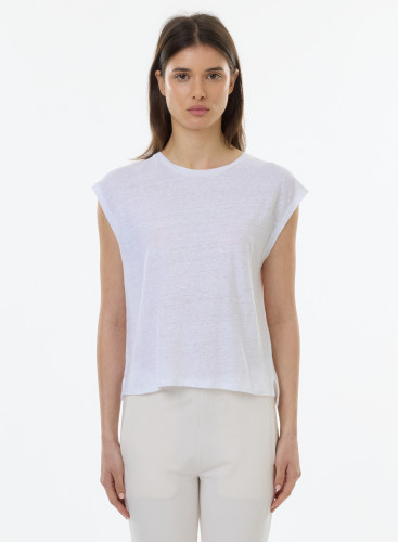 Sleeveless  t-shirt in Linen / Elastane