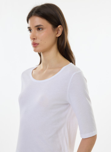 Camiseta de cuello redondo y manga al codo de Algodón orgánico